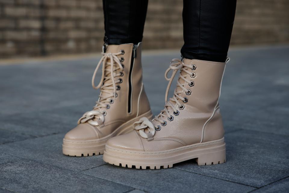 Tan fashion combat boots