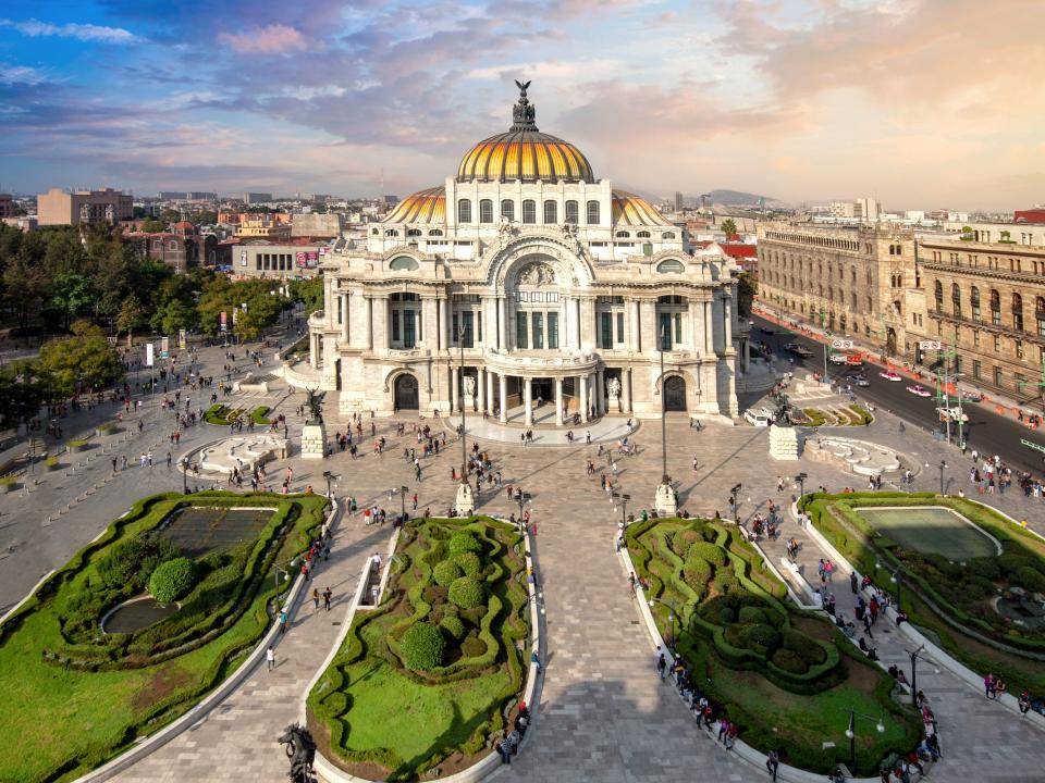 Landmark Palace of Fine Arts (Palacio de Bellas Artes) in Alameda Central Park near Mexico City Zocalo Historic Center. Mexico CDMX