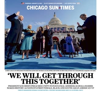 January 21, 2021 front page of the Chicago Sun Times
