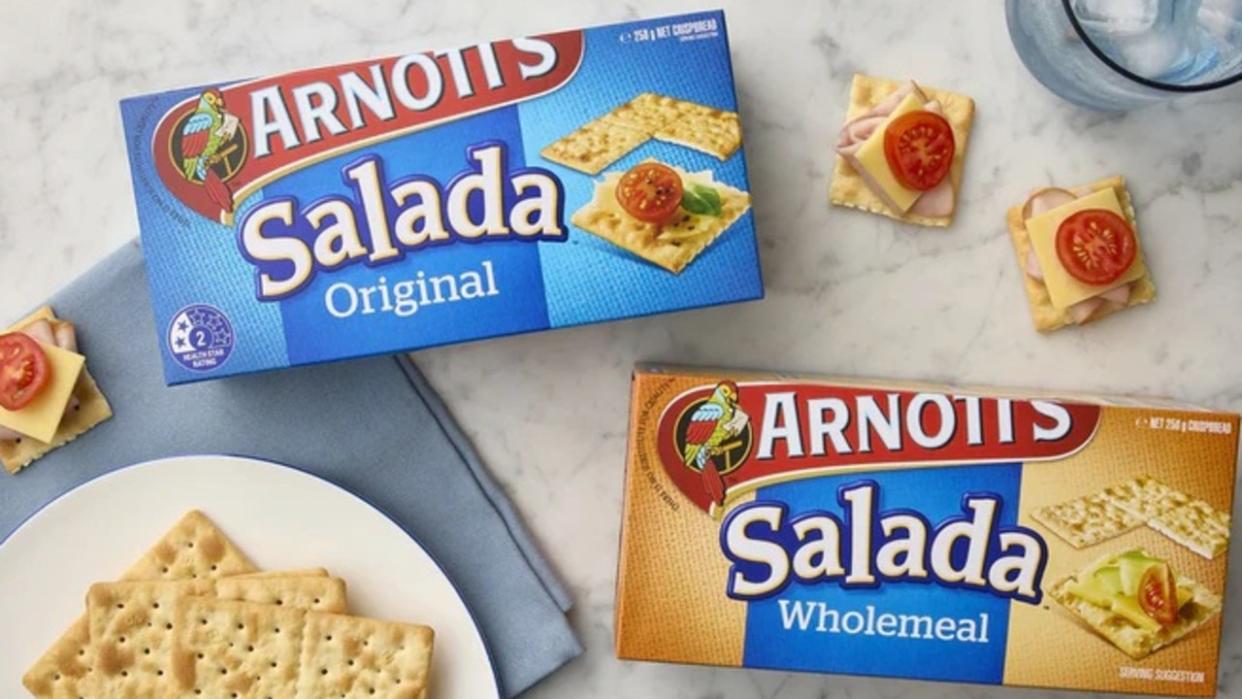 Customers have turned on the Arnotts favourite, with claims Salada crackers are the latest victim of shrinkflation. Picture: Supplied