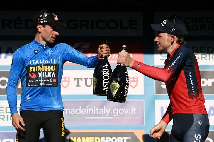 <span class="article__caption">Geoghegan Hart looks sharp coming out of Tirreno with third place.</span> (Photo: Tim de Waele/Getty Images)