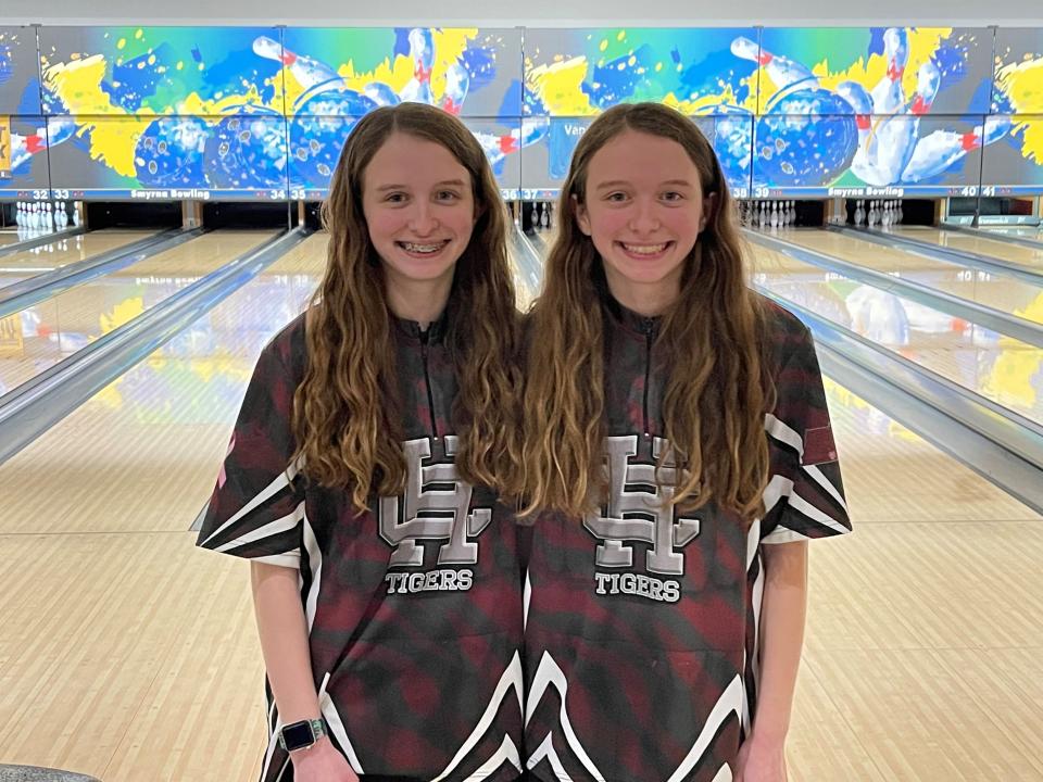 Hardin County's Macy Bromley (left) and Millie Bromley finished first and second, respectively, in the TSSAA Division I girls individual state bowling tournament.