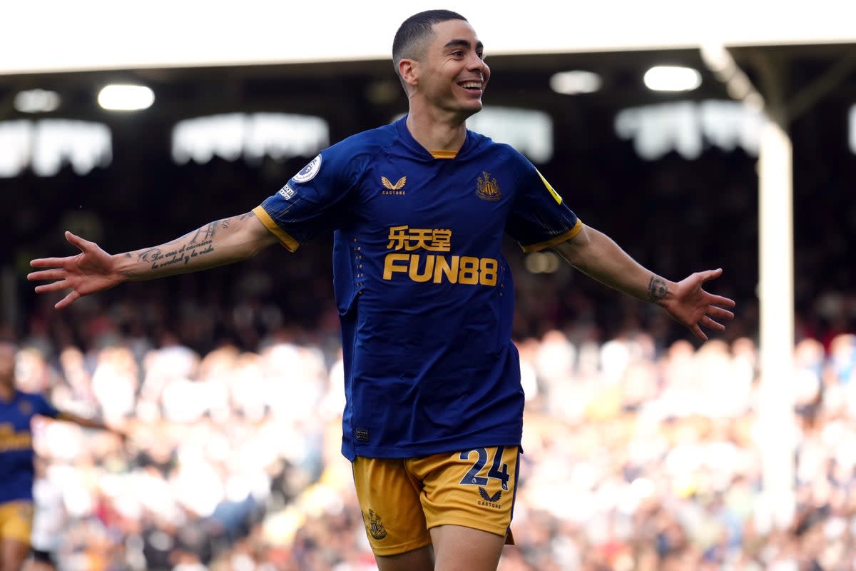 Miguel Almiron struck twice as Newcastle cruised to a comfortable 4-1 victory over 10-man Fulham (John Walton/PA) (PA Wire)
