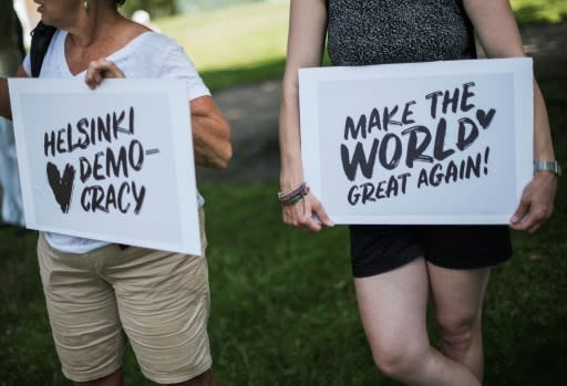 In the Finnish capital, protesters gathered for the "Helsinki Calling" march for human rights, freedom of speech and democracy ahead of Monday's Trump-Putin summit
