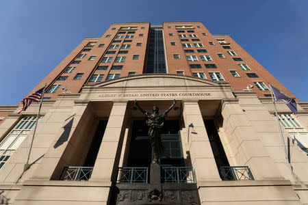 A view of the U.S. District Courthouse as closing arguments are expected in former Trump campaign manager Paul Manafort's trial on bank and tax fraud charges stemming from Special Counsel Robert Mueller's investigation of Russia's role in the 2016 U.S. presidential election, in Alexandria, Virginia, U.S., August 15, 2018. REUTERS/Chris Wattie