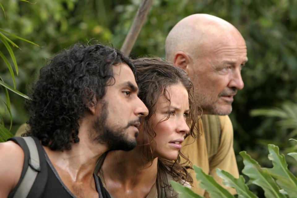 Naveen Andrews, Evangeline Lilly, and Terry O'Quinn in Lost.