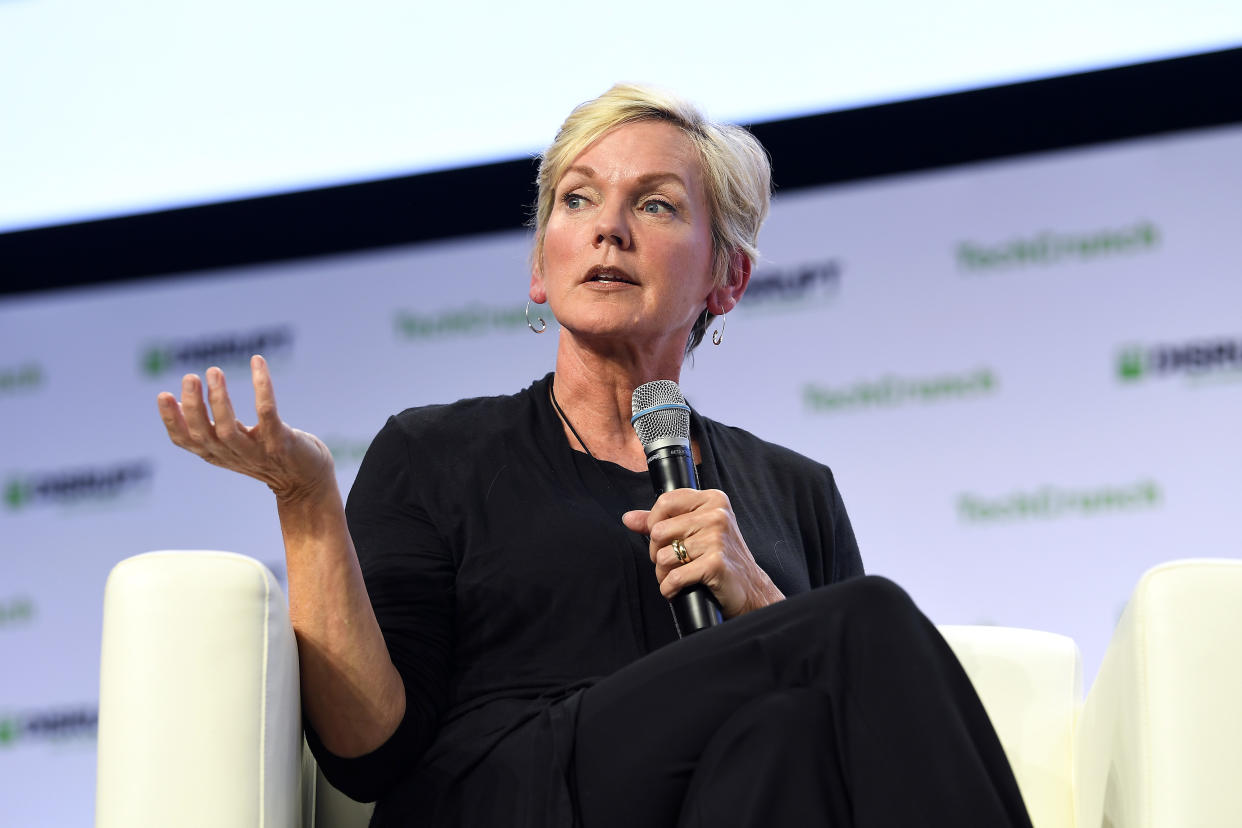 SAN FRANCISCO, CALIFORNIA - OCTOBER 03: Former Governor of Michigan & CNN Commentator Jennifer Granholm speaks onstage during TechCrunch Disrupt San Francisco 2019 at Moscone Convention Center on October 03, 2019 in San Francisco, California. (Photo by Steve Jennings/Getty Images for TechCrunch)