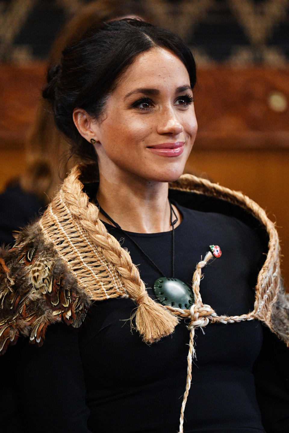 ROTORUA, NEW ZEALAND - OCTOBER 31: Meghan, Duchess of Sussex visits Te Papaiouru Marae on October 31, 2018 in Rotorua, New Zealand. The Duke and Duchess of Sussex are on their official 16-day Autumn tour visiting cities in Australia, Fiji, Tonga and New Zealand. (Photo by Tim Rooke - Pool/Getty Images)