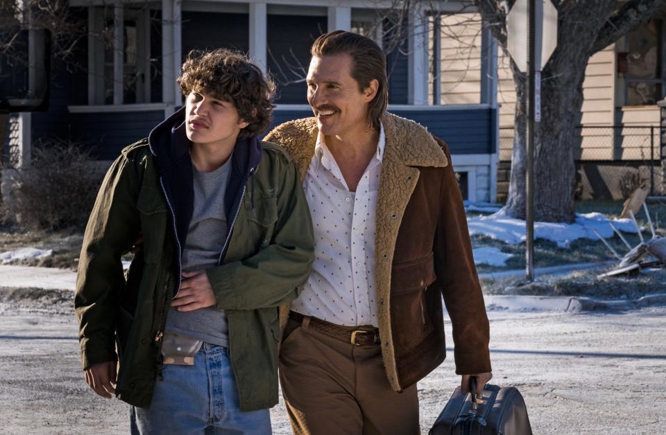 Richie Merritt (left) stars as a young Detroit criminal and Matthew McConaughey is his troubled dad in "White Boy Rick."