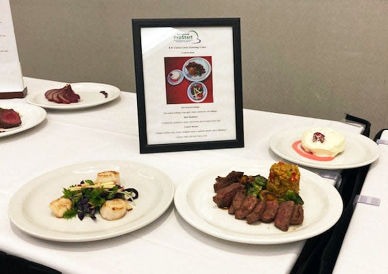 Plates prepared by Restaurant Management students from the R.W. Creteau Regional Technology Center during the New Hampshire ProStart State Invitational.