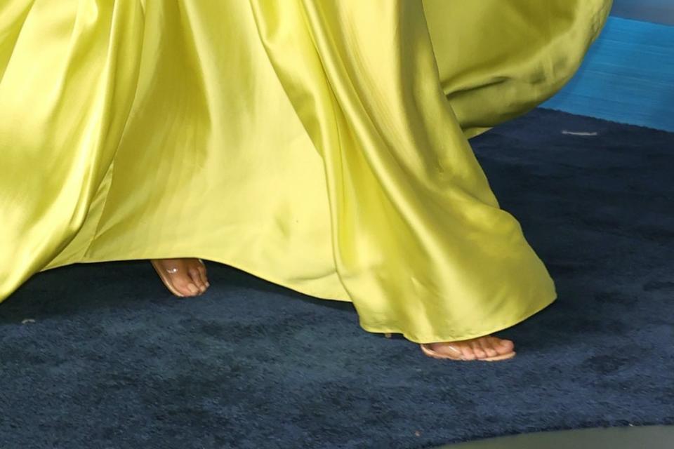 A closer look at Klum’s sandals. - Credit: Rich Polk for Variety