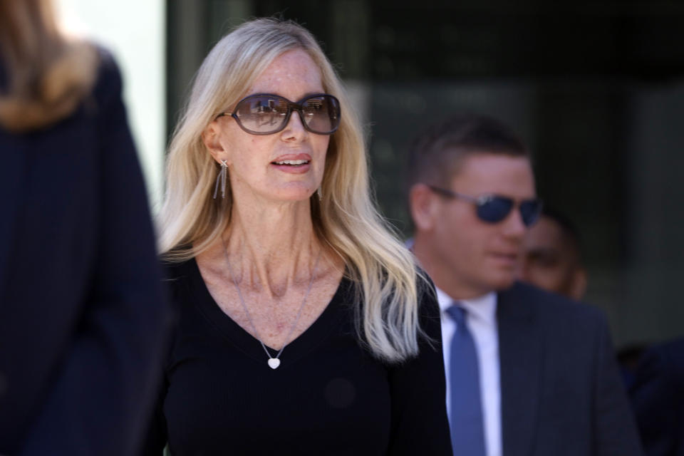 Beth Holloway walks out to speak to media after the appearance of Joran van der Sloot outside the Hugo L. Black Federal Courthouse Wednesday, Oct. 18, 2023, in Birmingham, Ala. Van der Sloot, the chief suspect in Natalee Holloway’s 2005 disappearance in Aruba admitted he killed her and disposed of her remains, and has agreed to plead guilty to charges he tried to extort money from the teen's mother years later, a U.S. judge said Wednesday. (AP Photo/ Butch Dill )