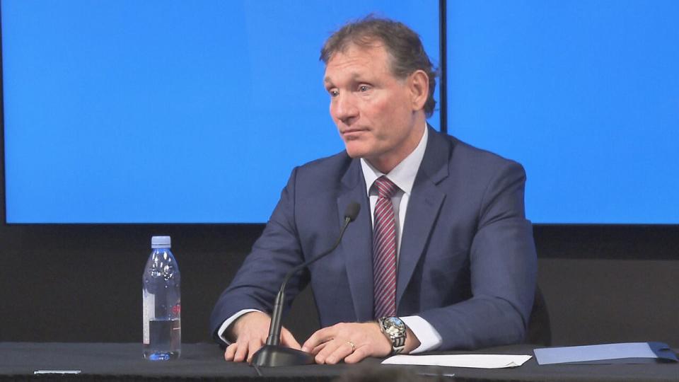 Cyril Leeder at an emotional news conference at the Canadian Tire Centre one day after being fired from his role as Ottawa Senators president.