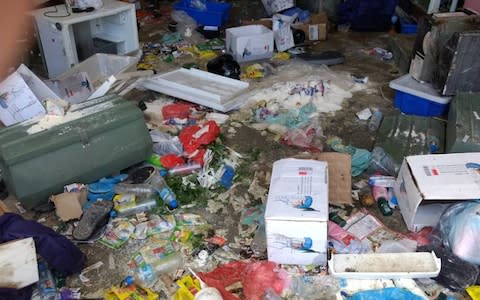 Debris and food are seen at the Manus Island detention centre after a police operation on Manus Island - Credit: Reuters