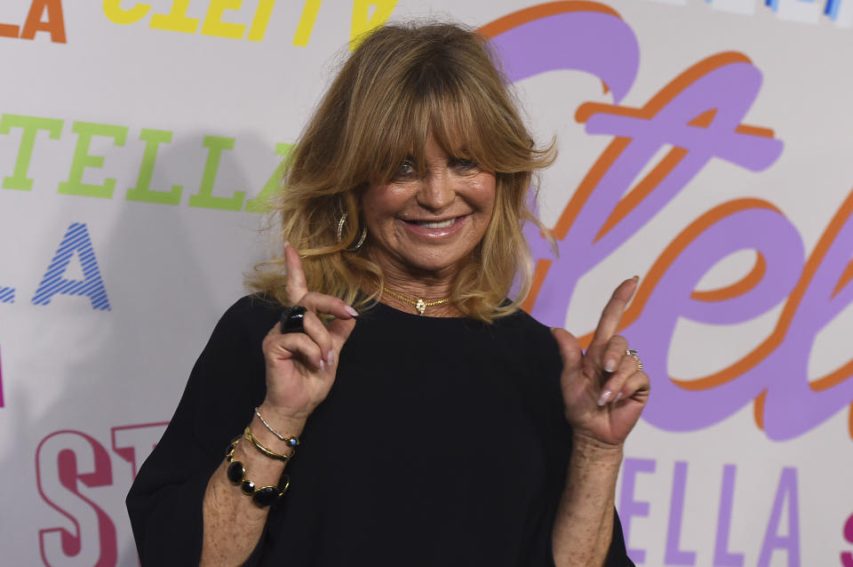 Goldie Hawn arrives at the Stella McCartney Autumn 2018 Presentation on Tuesday, Jan. 16, 2018 in Los Angeles. (Photo by Jordan Strauss/Invision/AP)