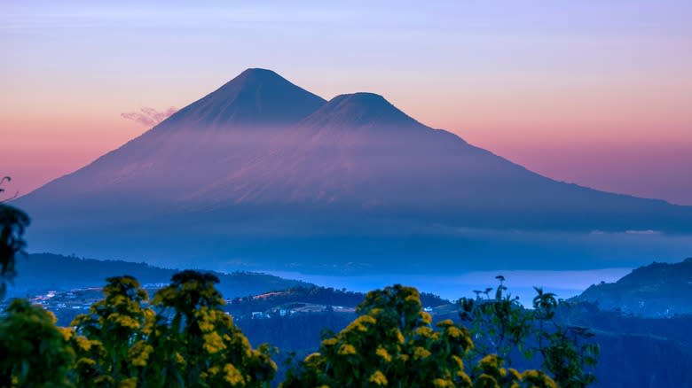 view of volcano sunrise