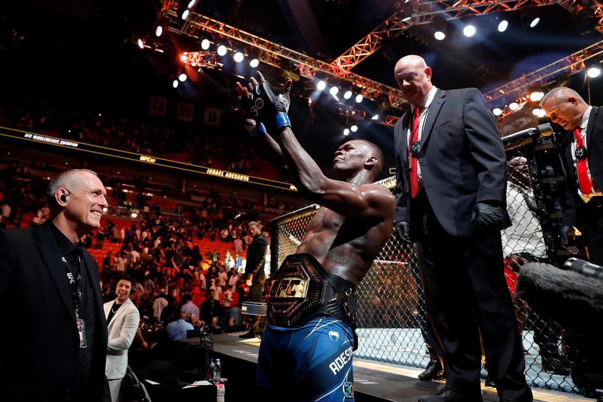 Israel Adesanya won the main event, defeating Brazilian Alex Pereira to regain the UFC middleweight title (Getty Images)