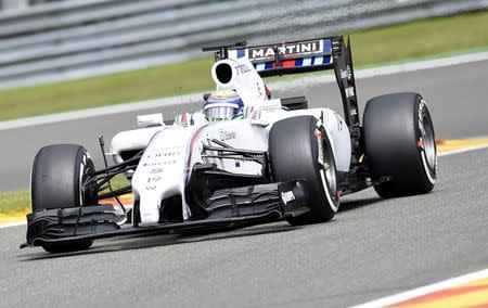 Williams Formula One driver Felipe Massa of Brazil drives during a practice session at the Belgian F1 Grand Prix in Spa-Francorchamps August 22, 2014. REUTERS/Laurent Dubrule