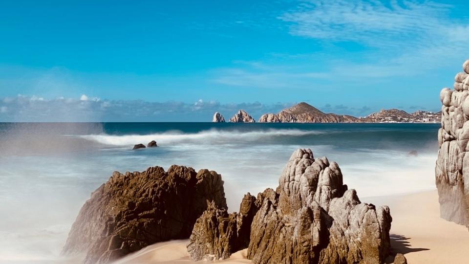 Waves and beach in Cabo San Lucas, Mexico