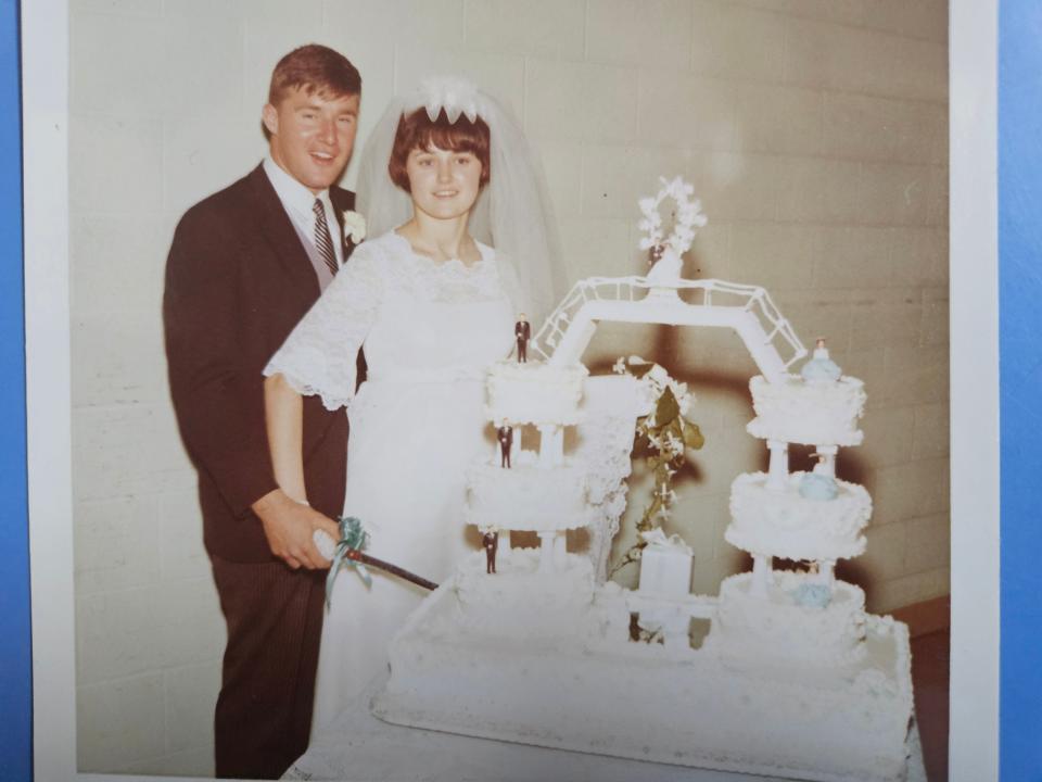 Bob and Kate Shaw of Spirit Lake, Iowa, seen here on their wedding day May 30, 1967 after their wedding at St. Joseph's Church in Neptune, Iowa. Now approaching their 80th birthdays, they continue to drive around northwest Iowa selling ice cream and creating adventures.