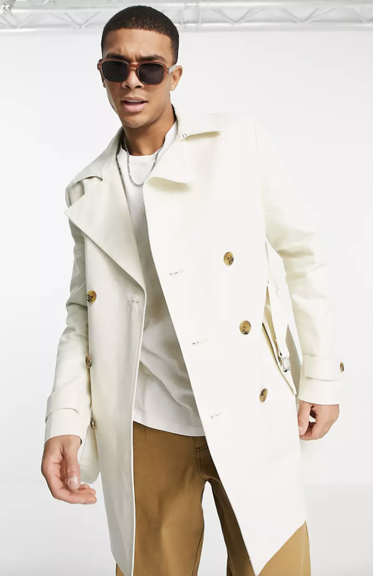 PHOTO: ASOS. ASOS DESIGN shower resistant double breasted trench coat