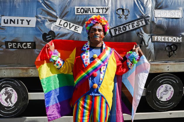 BRIGHTON, ENGLAND - AUGUST 06: A festival goer poses at the Pride LGBTQ+ Community Parade – ‘Love, Protest & Unity’ during the Brighton Pride on August 06, 2022 in Brighton, England. (Photo by Tristan Fewings/Getty Images) (Photo: Tristan Fewings via Getty Images)