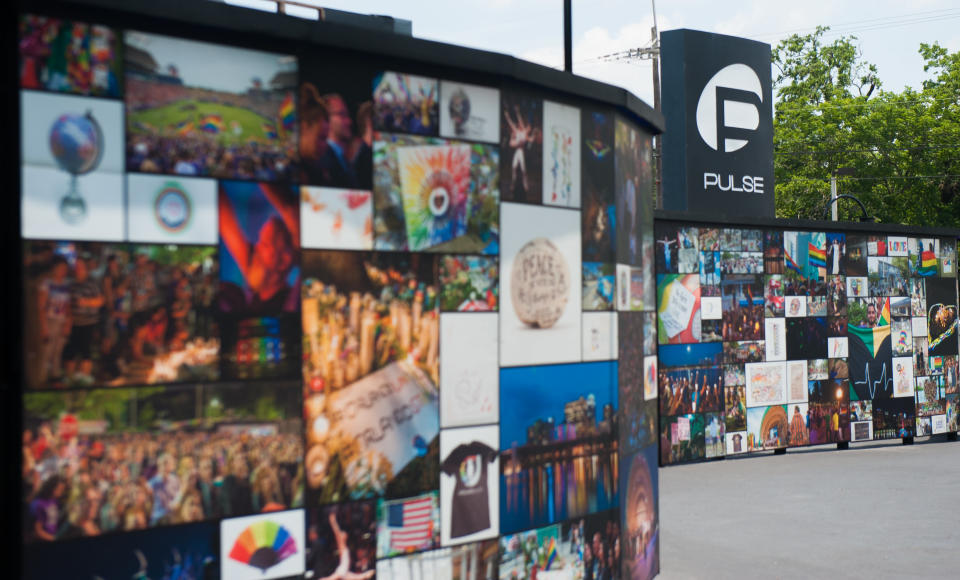 The new interim Pulse memorial now has walls made up of photo collages. (Photo: Chris McGonigal/HuffPost)