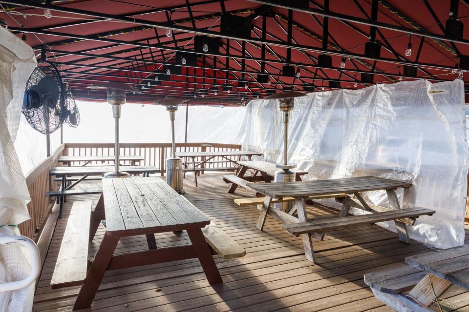 The year-round outdoor patio at Big Mike's Crabhouse at 100 High Street, Monday, Dec. 11, 2023, in Hanover Borough.