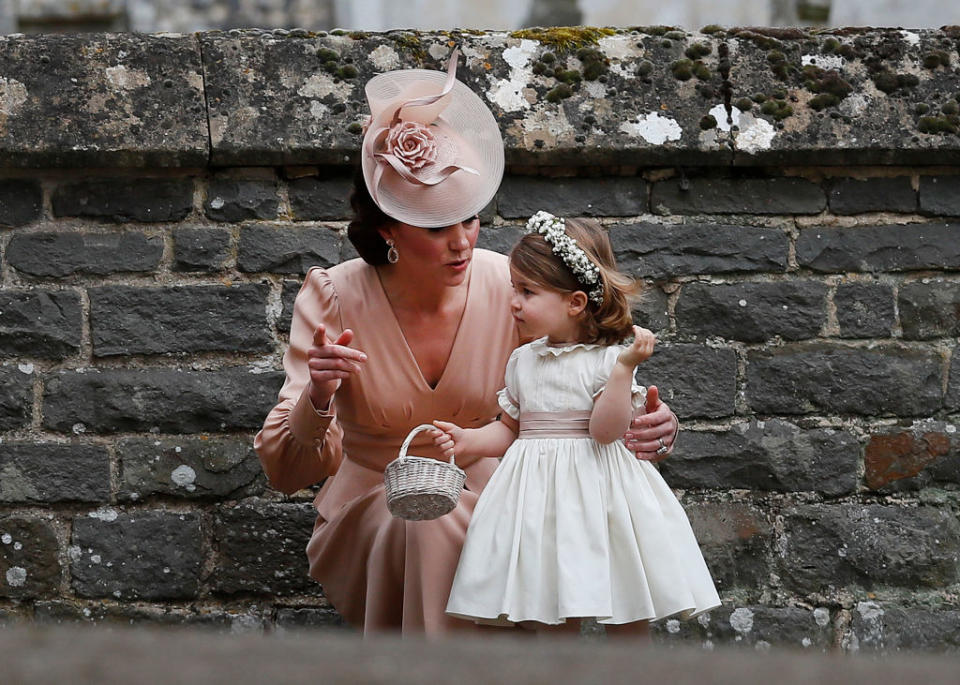 The Duchess of Cambridge using the technique at her sister, Pippa’s wedding. Photo: Getty Images