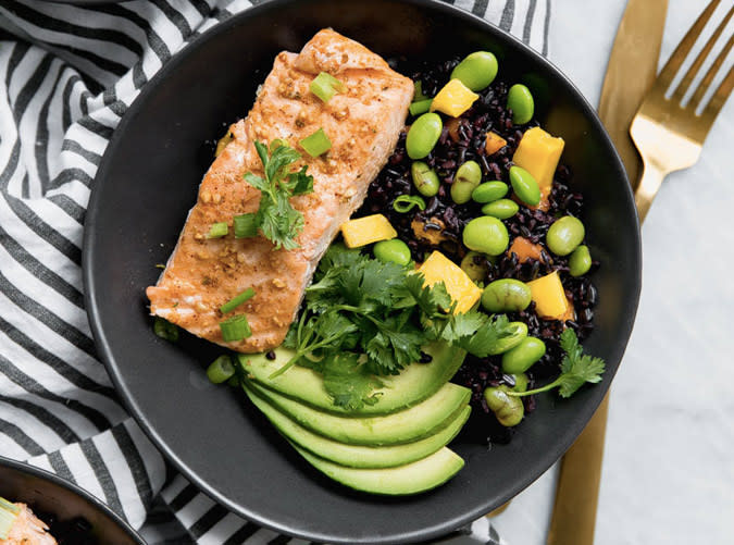 Chili Maple Lime Salmon Bowls with Forbidden Rice