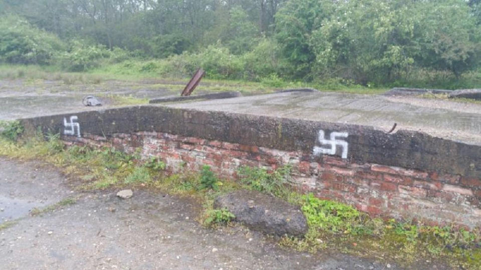 Swastikas were painted across the site (Picture: PA)