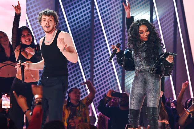 Jack Harlow and Brandy perform onstage during the 2022 BET Awards at Microsoft Theater on June 26 in Los Angeles. (Photo: Paras Griffin via Getty Images)