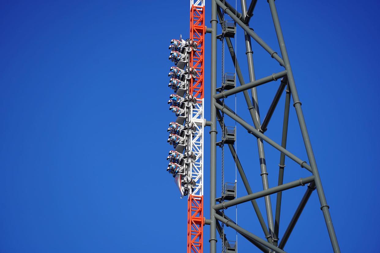 The Top Thrill 2 roller coaster at Cedar Point makes its test runs in March.