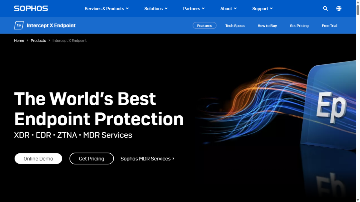  Website screenshot for Sophos Intercept X Advanced  