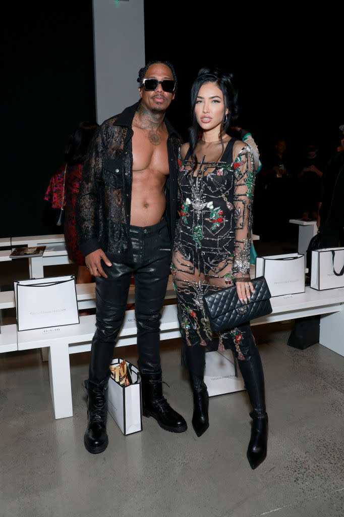 NEW YORK, NEW YORK - SEPTEMBER 11: Nick Cannon and Bre Tiesi attends the Falguni Shane Peacock fashion show during New York Fashion Week - September 2023: The Shows at Gallery at Spring Studios on September 11, 2023 in New York City. (Photo by Jason Mendez/Getty Images for NYFW: The Shows )