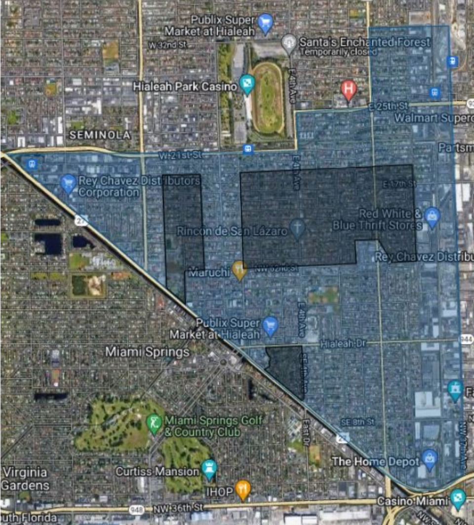 La cuarta opción o denominada “híbrida” de la Agencia de Reurbanización Comunitari (CRA) propuesta por el concejal de Hialeah, Bryan Calvo, tendría una extensión de 1,500 acres, en donde se eliminaría los vecindarios con viviendas unifamiliares, y el área sería delimitada por el norte con la línea del ferrocarril, al sur por la autopista SR 112, al oeste por Okeechobee Road y al este por límites de la ciudad.