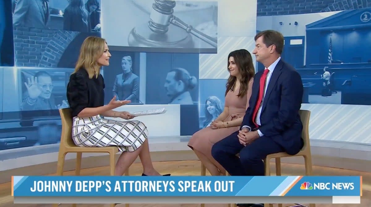 Savannah Guthrie interviewed Johnny Depp’s attorneys on the Today show on Wednesday morning (NBC)