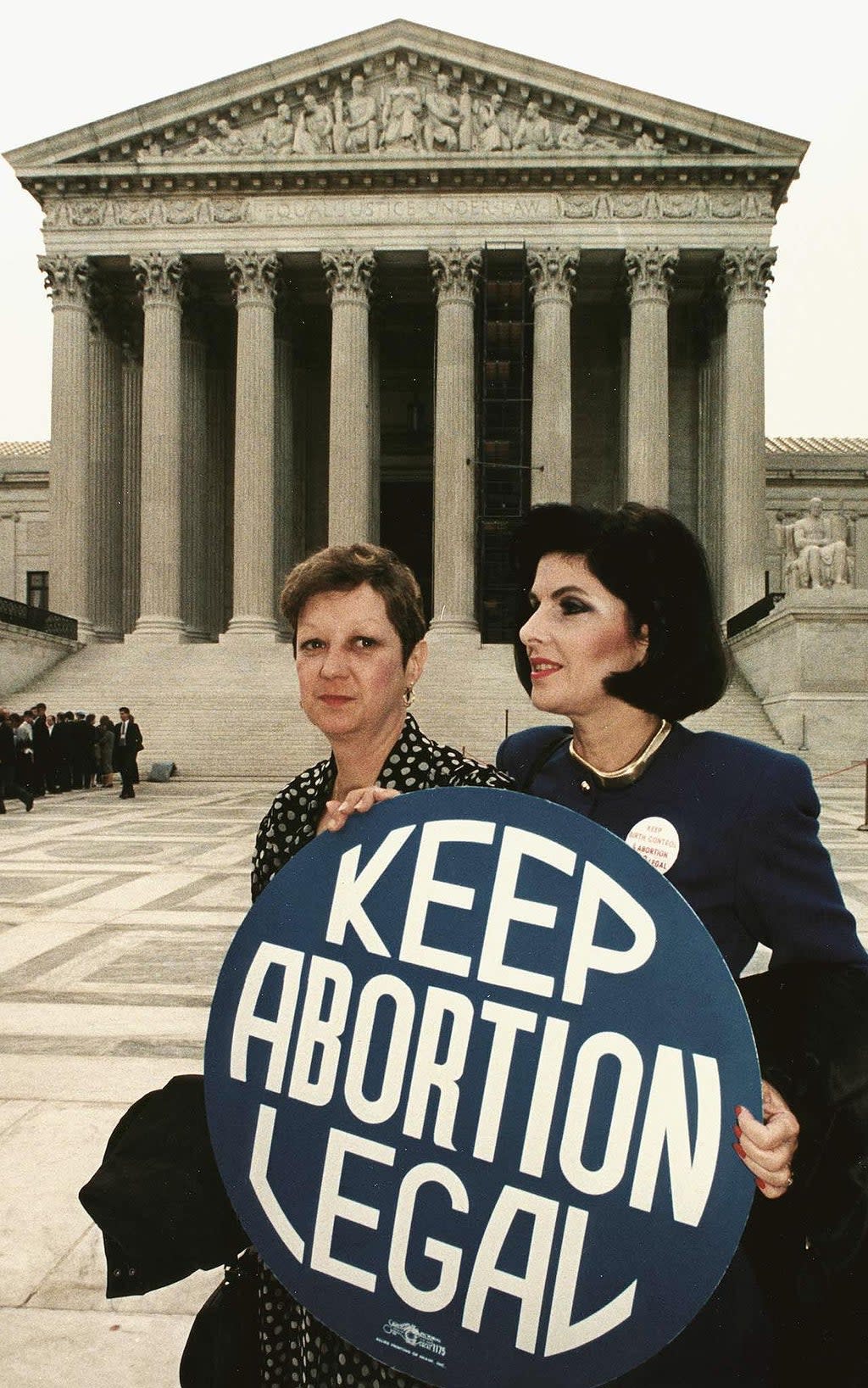 This April 26, 1989 file photo shows Norma McCorvey (L), known as 