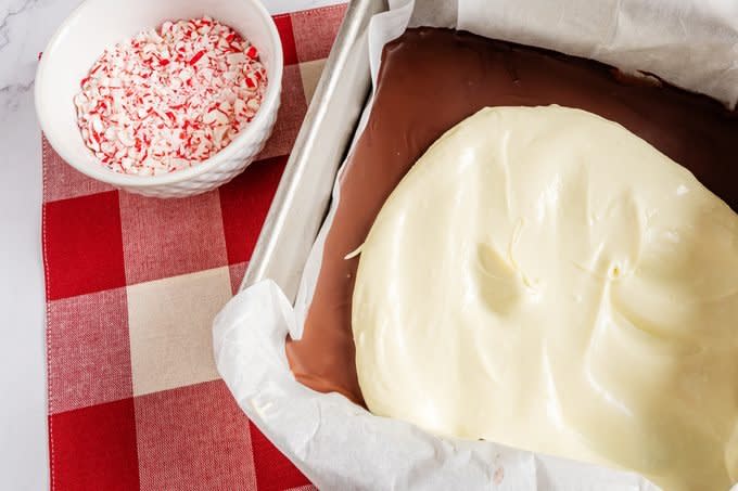 Peppermint Bark white chocolate layer