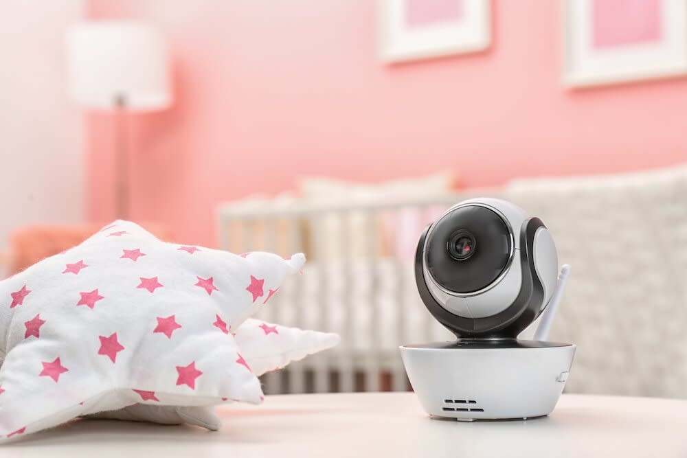 A baby monitor in a baby's room.