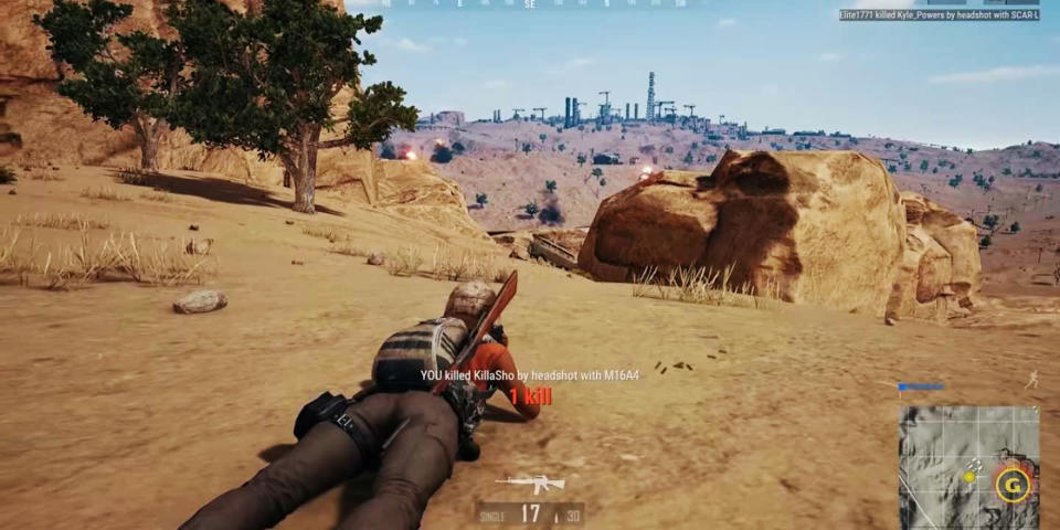 An image of a man on the ground with a gun in the PUBG game. Source: Newsflash/Australscope