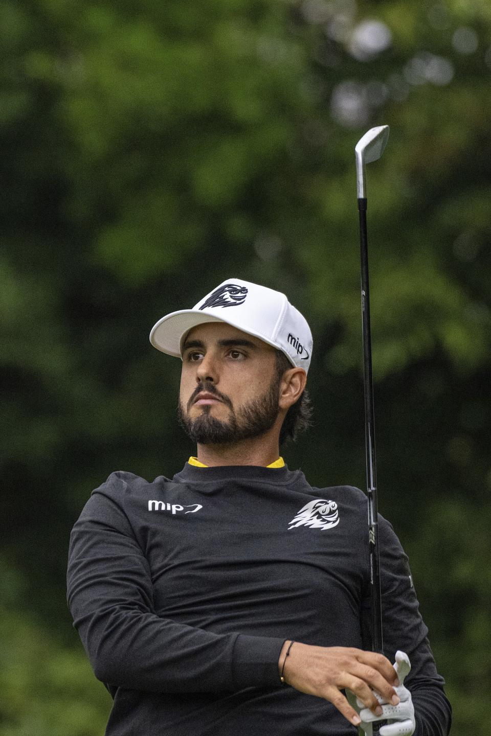 Abraham Ancer of Fireballs GC hits his shot from the fifth tee during the second round of LIV Golf Hong Kong at the Hong Kong Golf Club in Hong Kong Saturday, March 9, 2024. (Matthew Harris/LIV Golf via AP)