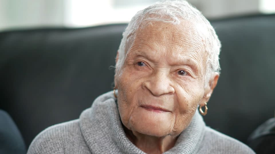 109-year-old Viola Ford Fletcher, otherwise known as "Mother Fletcher," sits with CNN for an interview. She is one of two living survivors of the Tulsa Race Massacre. - Gregg Canes/CNN
