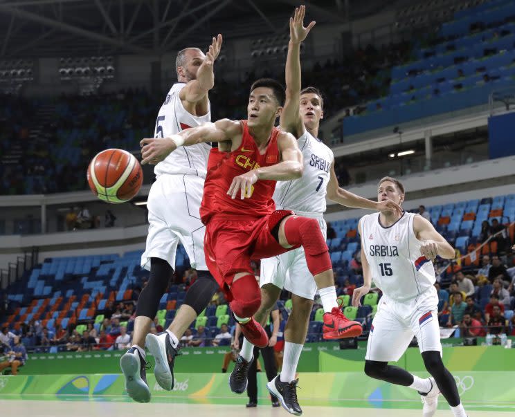 Guo Ailun makes a nifty pass during the 2016 Summer Olympics in Rio de Janeiro. (AP)