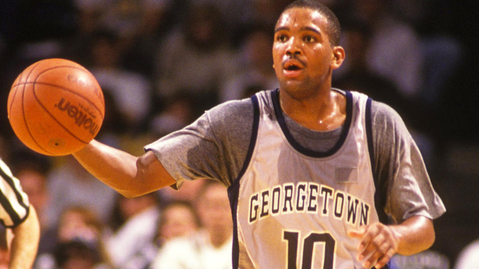 David Edwards, pictured here in action for the Georgetown Hoyas in 1990.