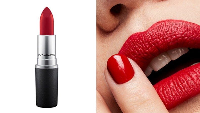 The Mac Cosmetics Retro Matte Lipstick in "Ruby Woo" is a fan-favorite.