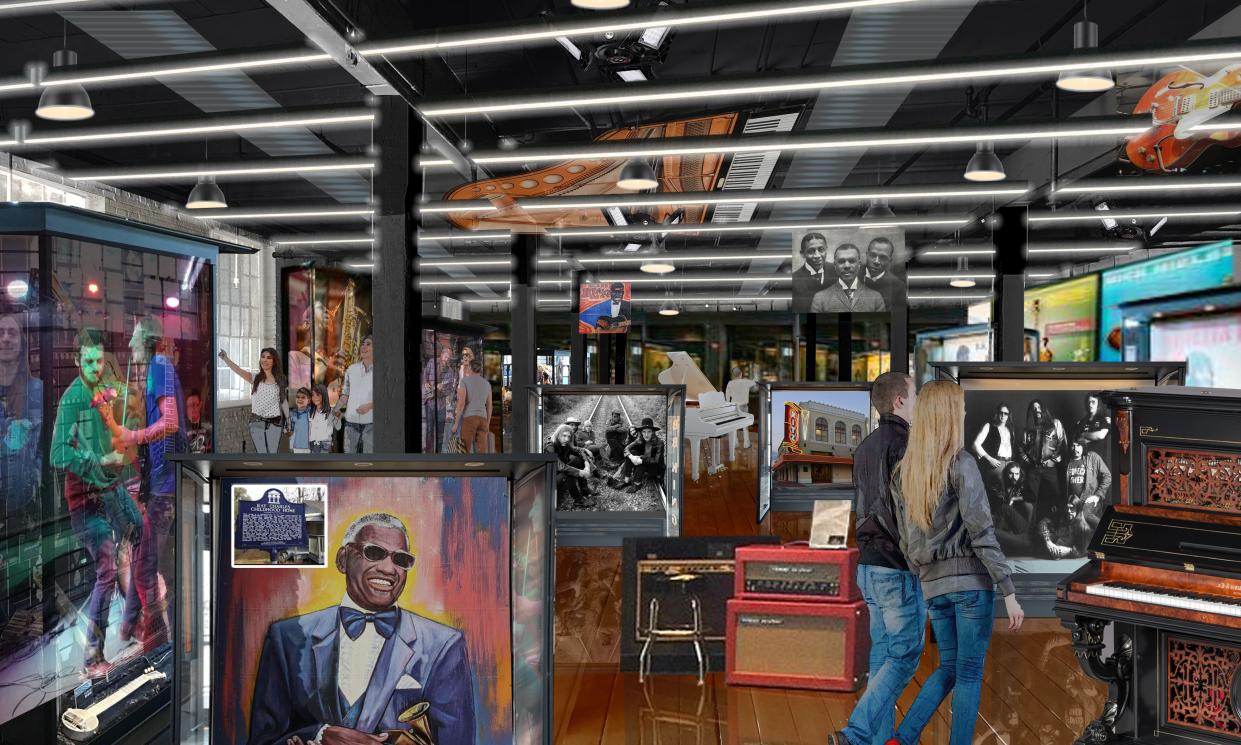 The first floor of the future Jacksonville History Center, to be housed in the former Florida Casket Co., will be devoted to the city's music history as shown in this conceptual rendering.