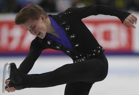 Figure Skating - ISU Grand Prix Rostelecom Cup 2017 - Men's Free Skating - Moscow, Russia - October 21, 2017 - Mikhail Kolyada of Russia competes. REUTERS/Alexander Fedorov