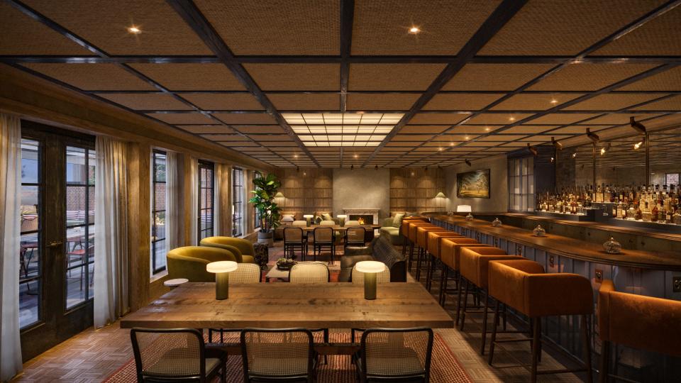 A rendering of Quoin Rooftop, the outdoor/indoor rooftop bar at The Quoin hotel in downtown Wilmington.