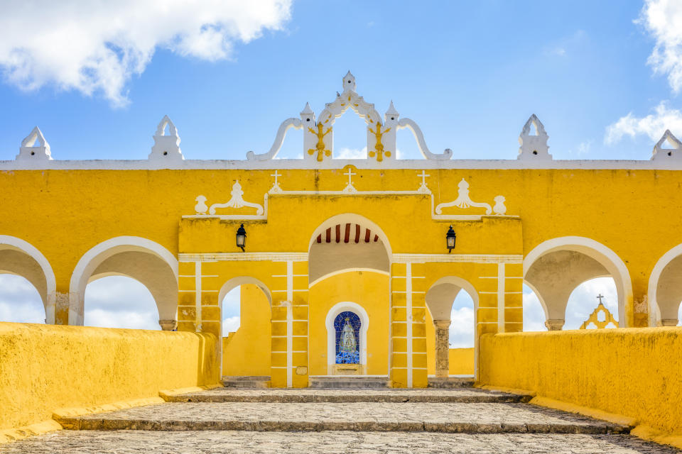 The golden-hued Convento de San Antonio de Padua in Izamal, Mexico